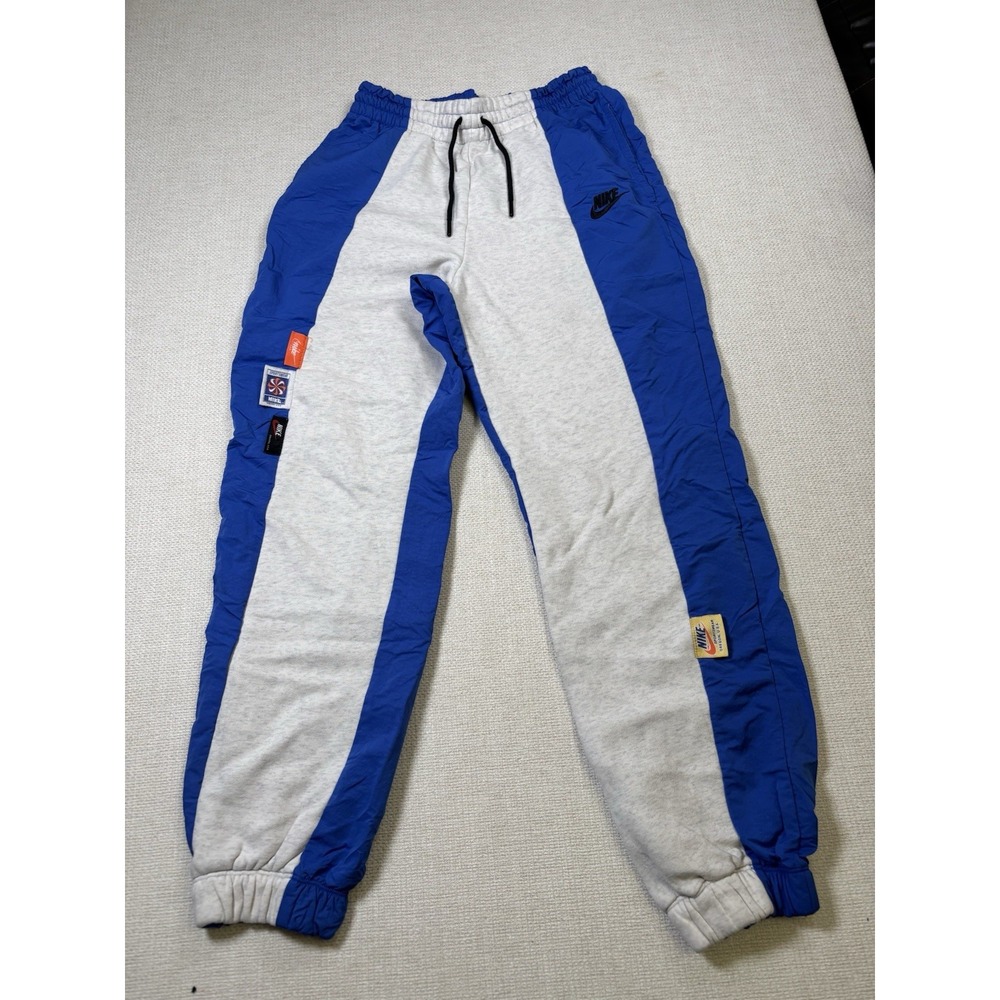 Nike Sportswear Pants Mens XS Blue White Fleece Woven Jogger